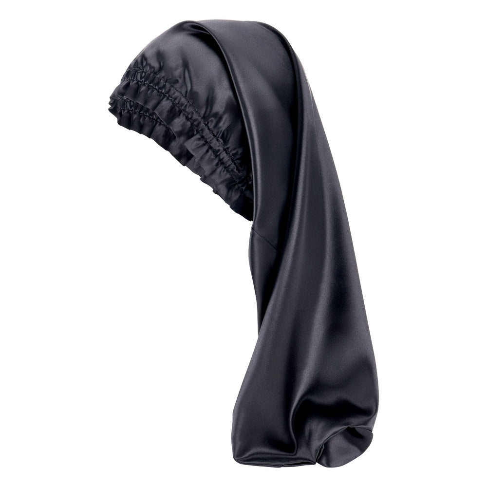 Blissy 100% Silk Cascade Bonnet - Black - 100% Mulberry Silk display picture 1