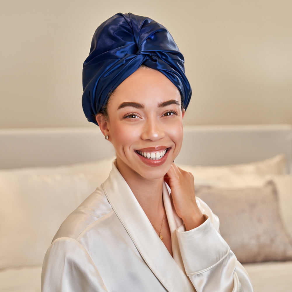 Blissy 100% Silk Bonnet Amazon.com: BLISSY Silk Bonnet For Sleeping For Long And  main image 2