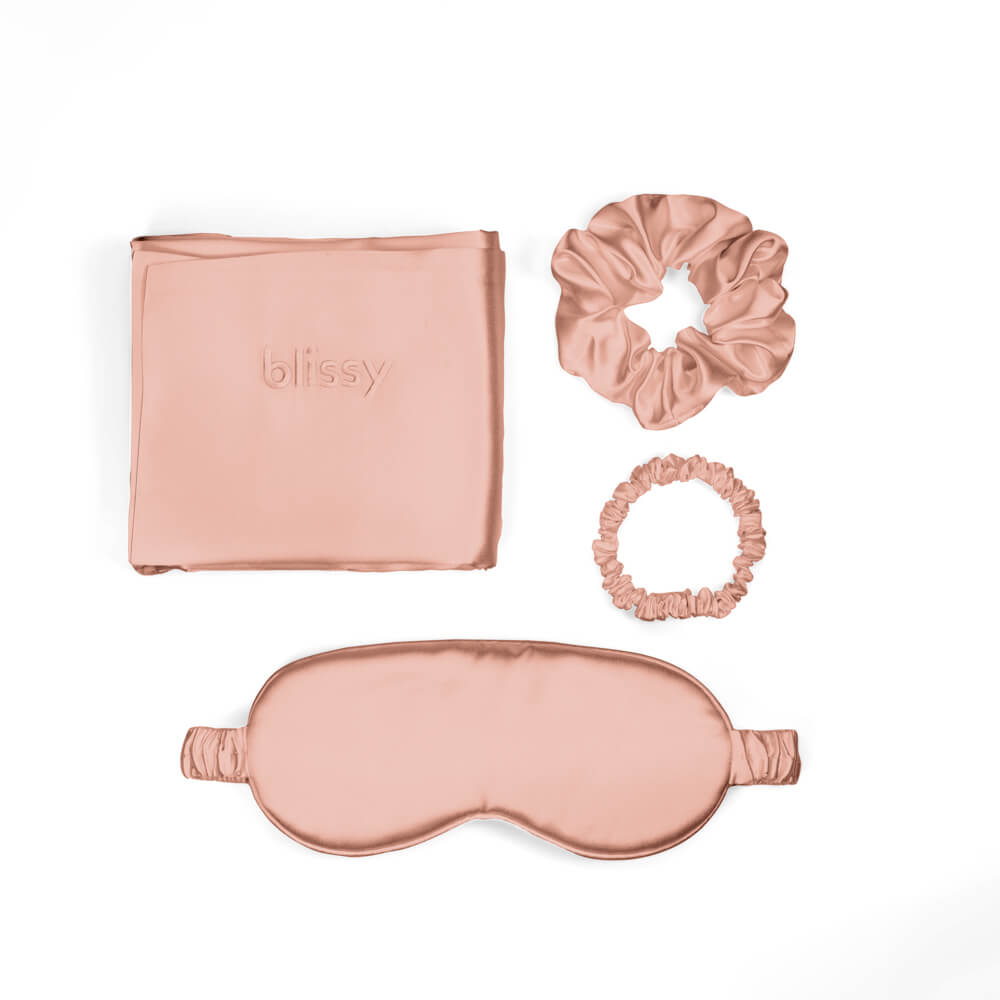 Blissy Rose Gold Dream Set 100 Mulberry 22Momme Silk Pillowcase Queen