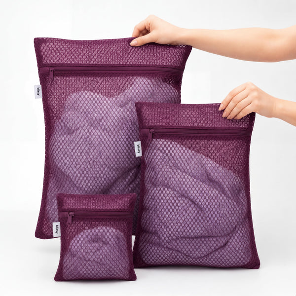 Blissy - Mesh Wash/Laundry Bags - Plum (3 pack)