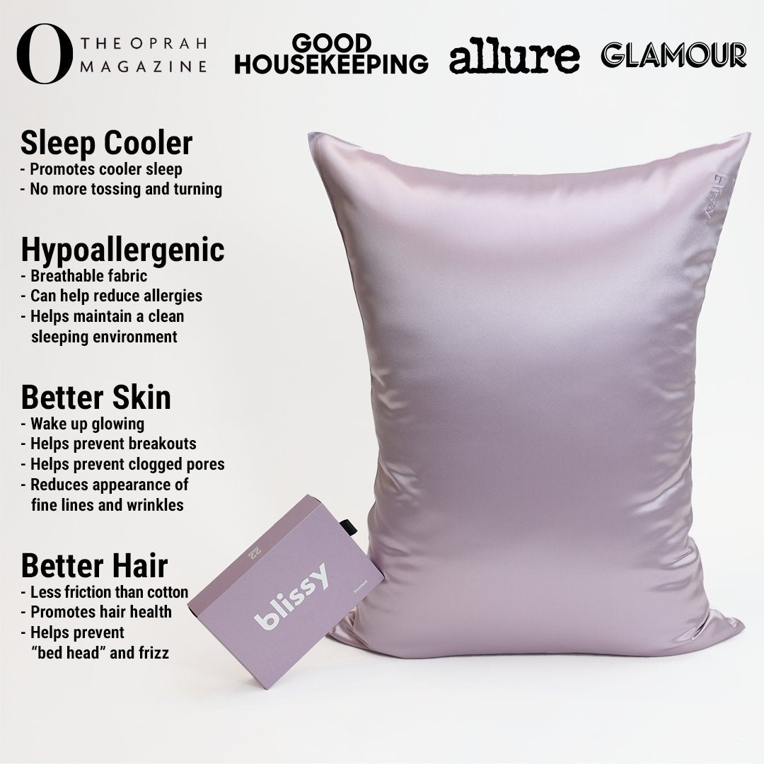 Blissy 100% Mulberry 22-Momme Silk Pillowcase - Plum - Queen