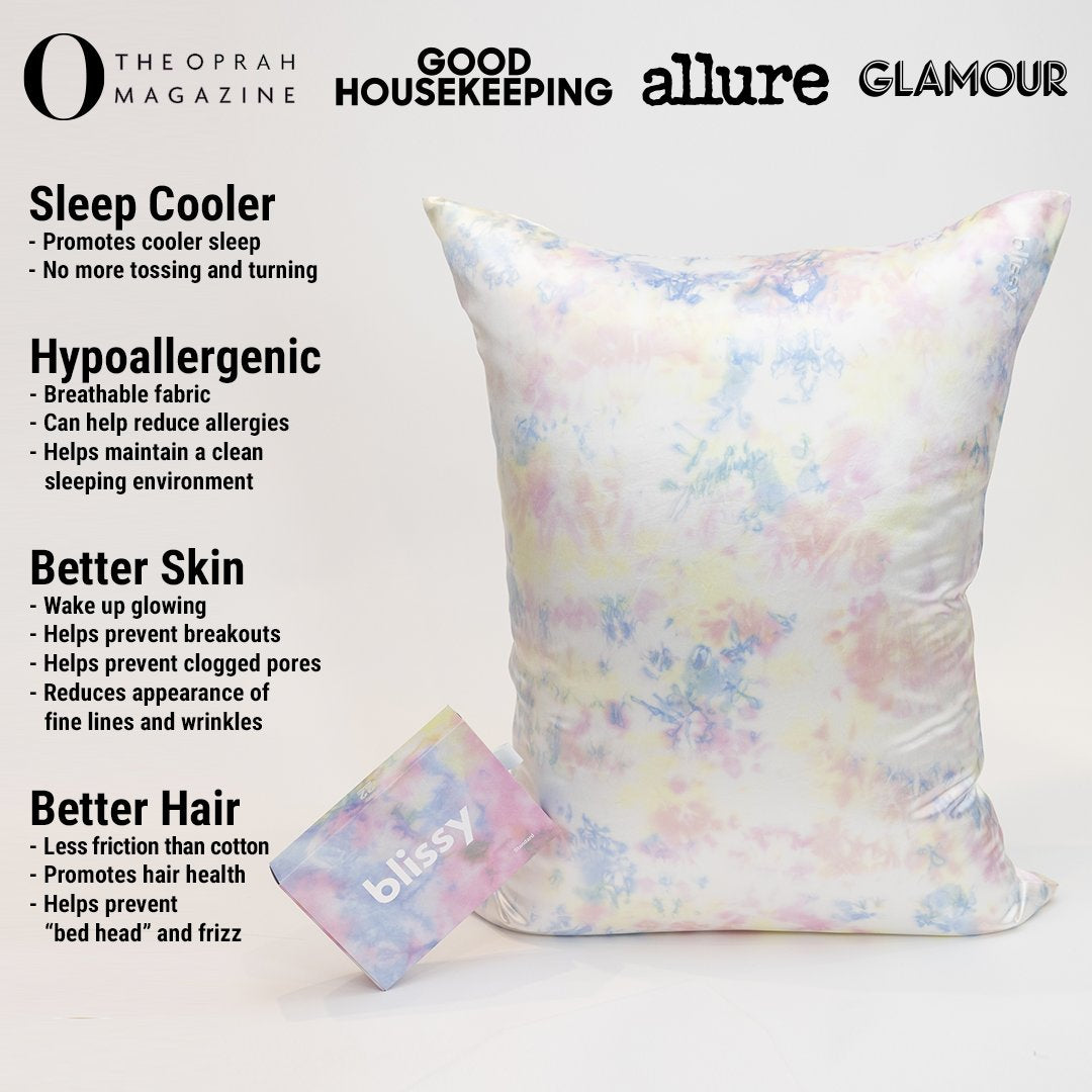 OJAI Mulberry Silk Ice Dyed Pillowcase | Hand Tie Dye Rainbow Pillow Cover Case with Hidden Zipper cheapest | Single or Pair | Standard King