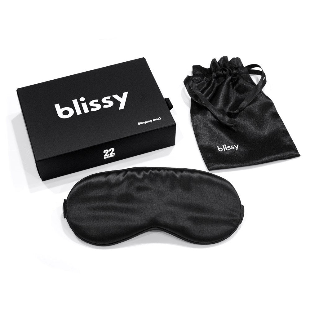 Blissy Silk Sleep Mask - 100% Mulberry 22-Momme - Black - Canada