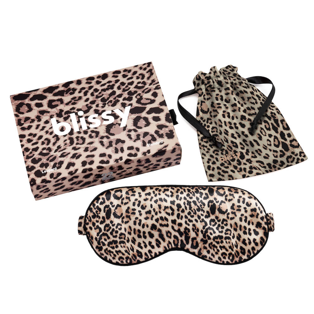 Blissy Silk Sleep Mask 100 Mulberry 22 Momme Leopard