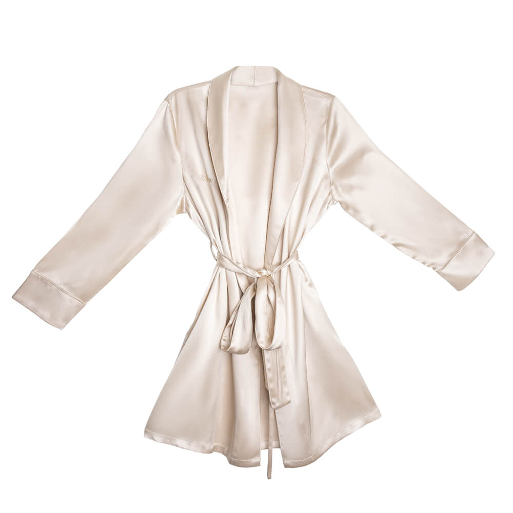 Blissy Classic Silk Robe, Champagne