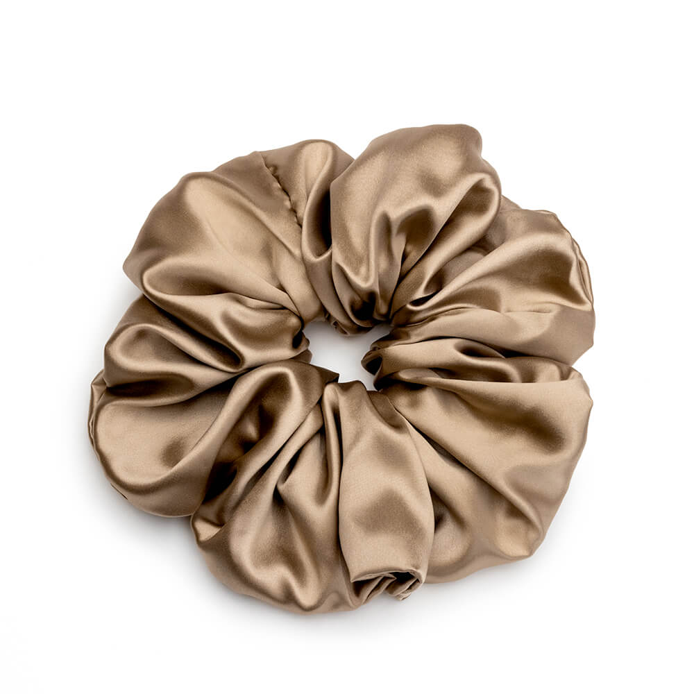 Blissy 100% Silk Oversized Scrunchie - Taupe - 100% Mulberry  display picture 3