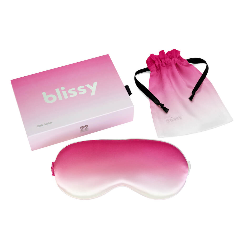 Blissy Silk Sleep Mask 100 Mulberry 22Momme Pink Ombre