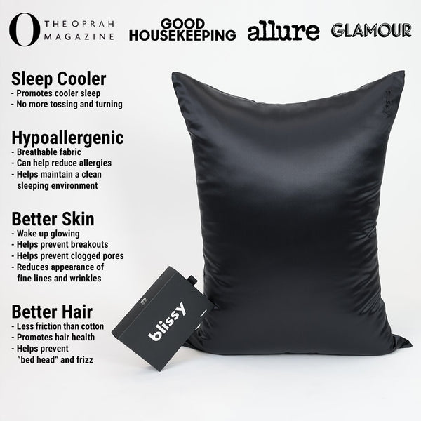 Black Mulberry Silk Pillowcase – Blissy Standard