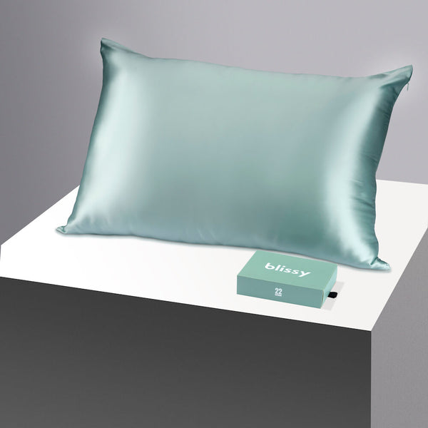 Blissy Standard Mint Pillowcase – 22 Momme Mulberry Silk, 100% Silk