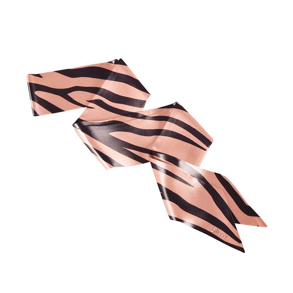 Tiger Blissy Hair Ribbon Close-Up – Blissy 22 Momme Silk