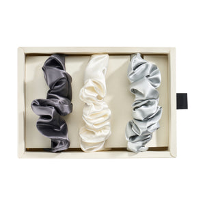 Blissy Scrunchies -  White,Gray,Silver