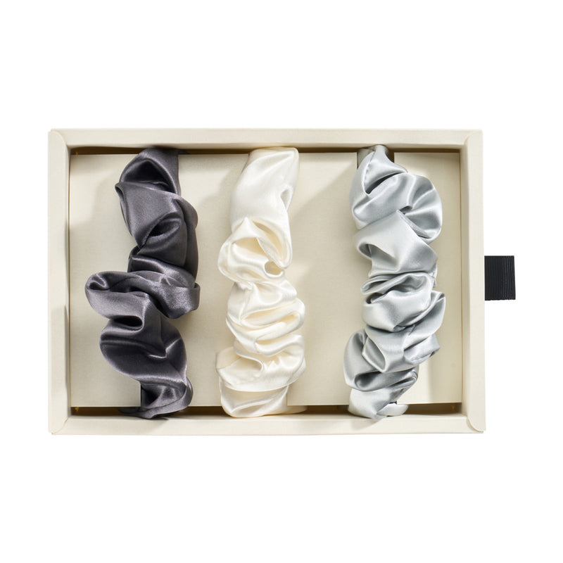 Blissy Scrunchies -  White,Gray,Silver