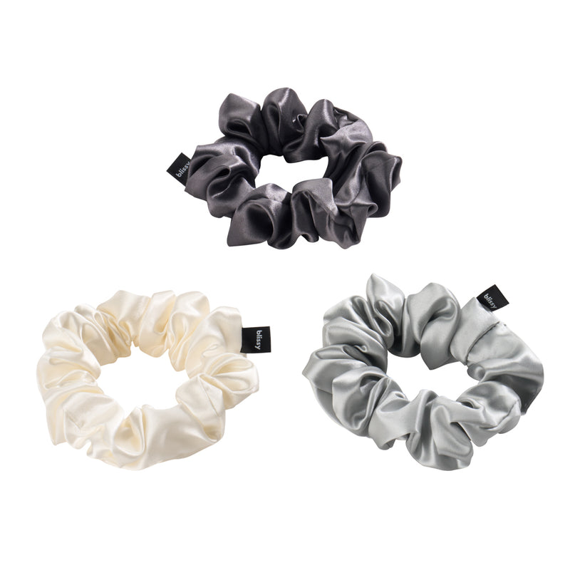 Blissy Scrunchies -  White,Gray,Silver
