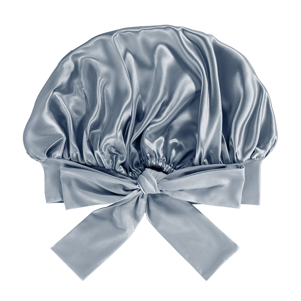 Blissy Ash Blue Silk Blissy Bow Bonnet Detail –