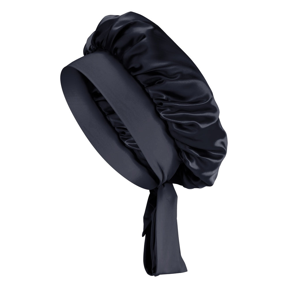 BLISSY MULBERRY SILK BONNET BLACK OS NWT Mulberry Silk Bonnet | Black - YANIBEST main image 4