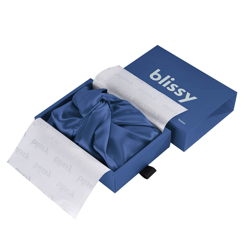Blissy 100% Silk Bonnet - Blue - 100% Mulberry Silk