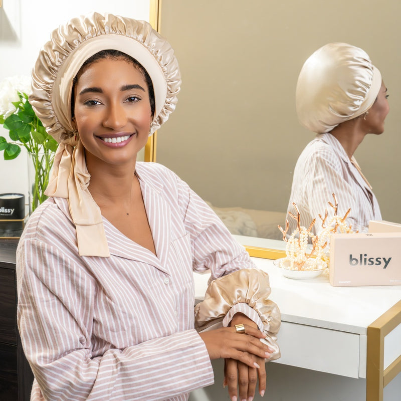 Blissy Bow Bonnet - Champagne