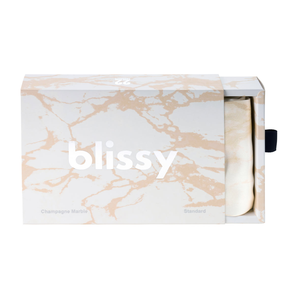 Champagne Marble Pillowcase Close-Up – Blissy 22 Momme Silk