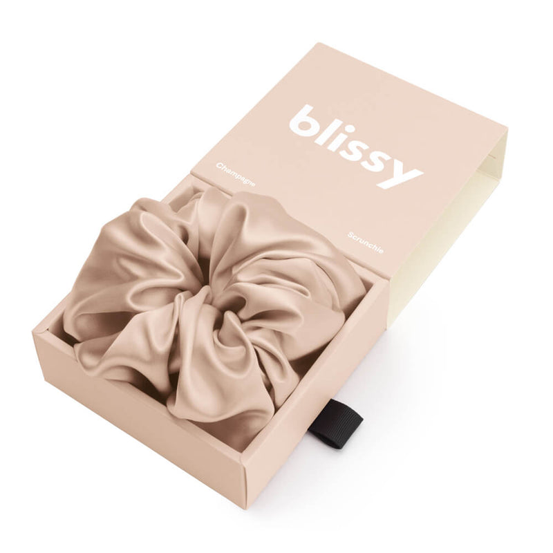 Blissy Oversized Scrunchie - Champagne - Blissy Champagne Blissy Oversized Scrunchie – 22 Momme Mulberry Silk, 100% Silk