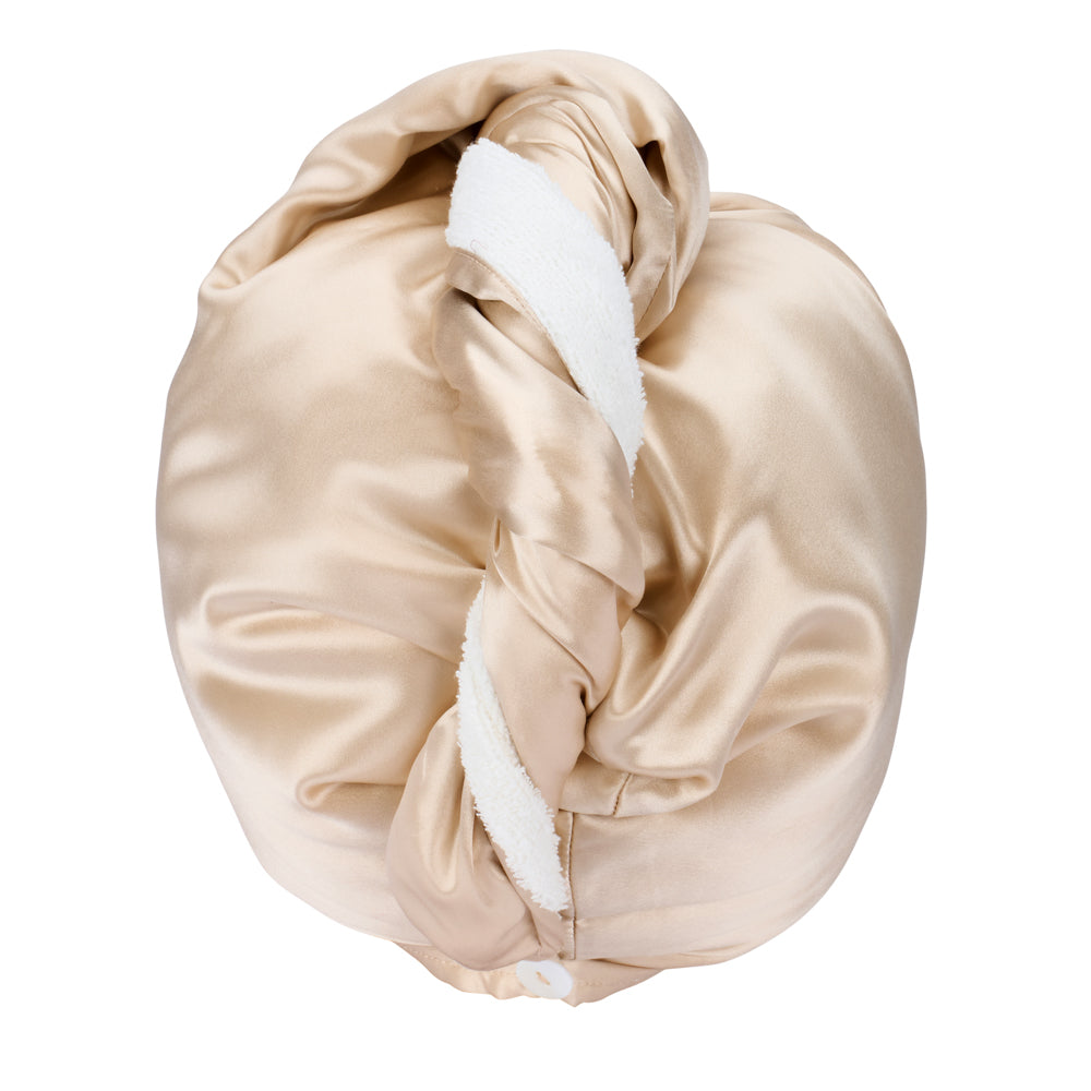 Blissy Champagne Reversible Towel – 22 Momme Mulberry Silk, 100% Silk