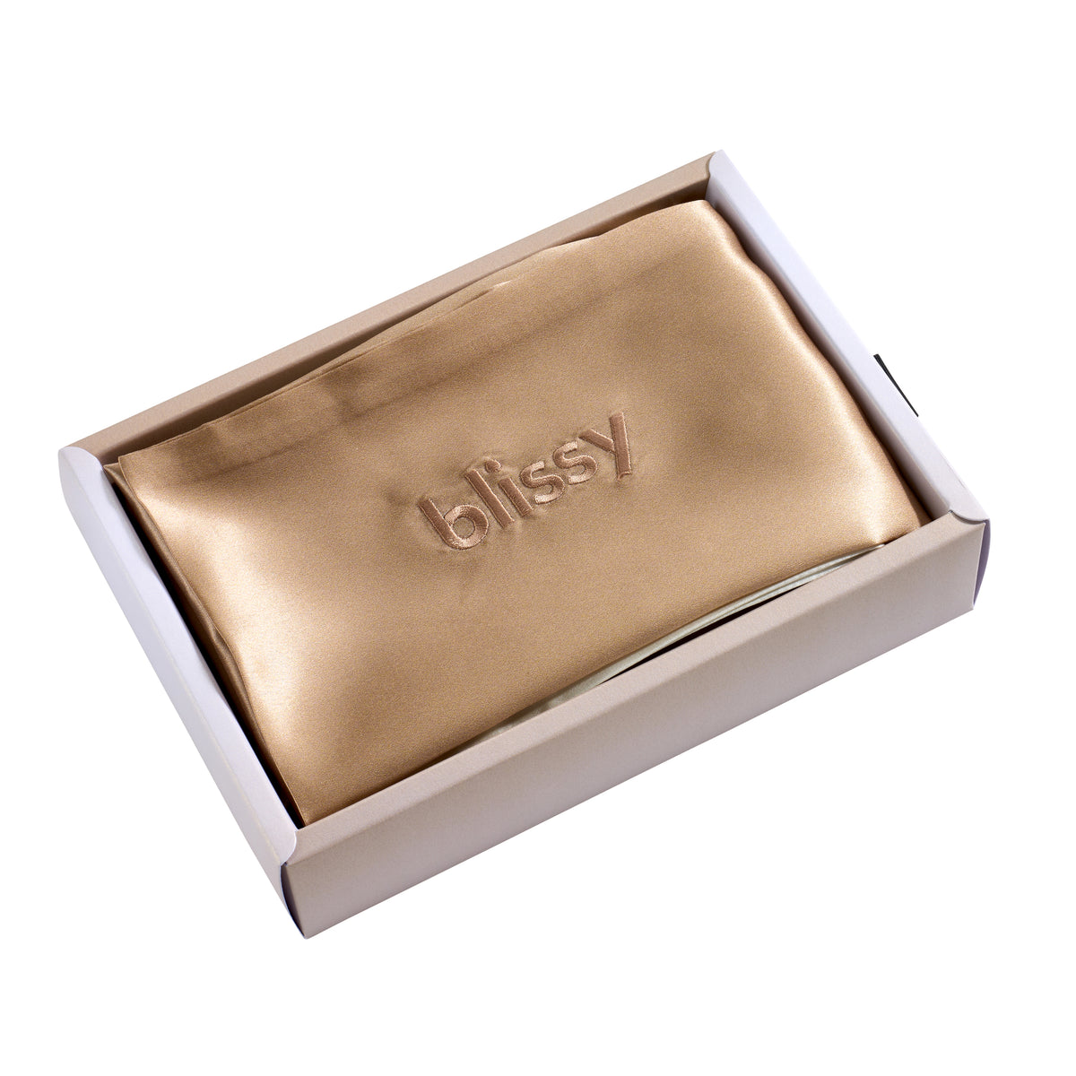 Champagne Ombre Pillowcase Close-Up – Blissy 22 Momme Silk