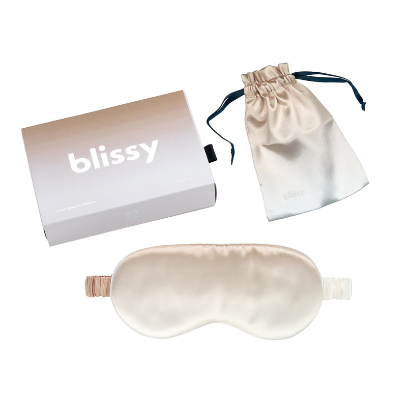 Sleep Mask - Champagne Ombre - Blissy Champagne Ombre Sleep Mask – 22 Momme Mulberry Silk, 100% Silk