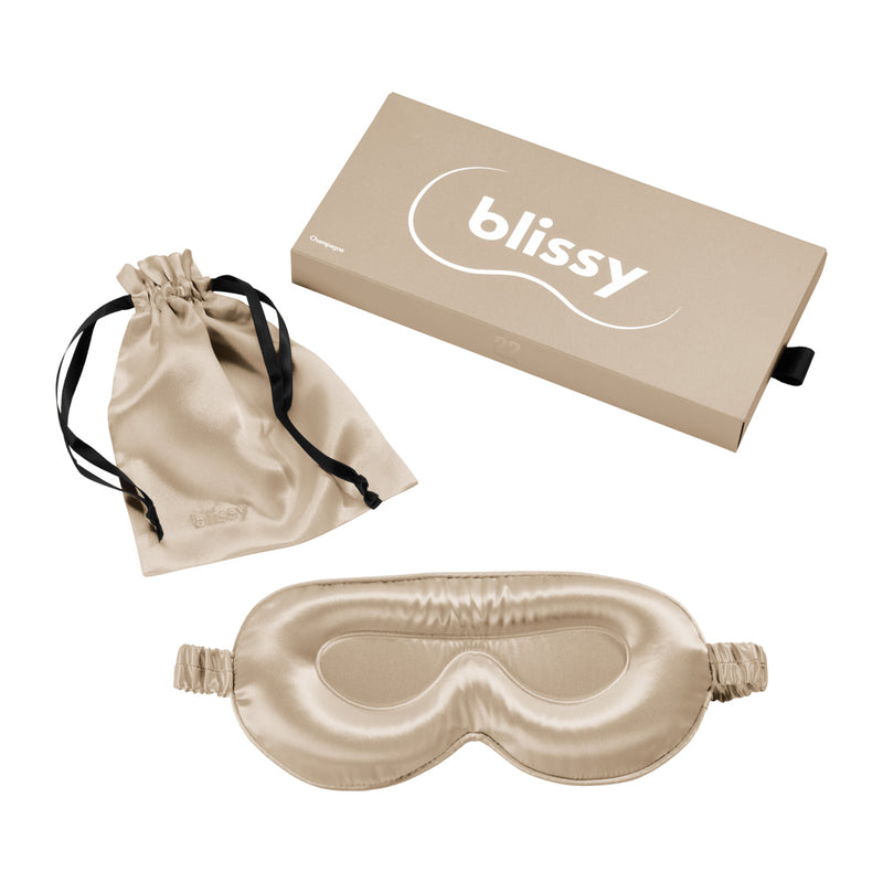 Sleep Mask - Champagne - Profile - Blissy Champagne Sleep Mask – 22 Momme Mulberry Silk, 100% Silk