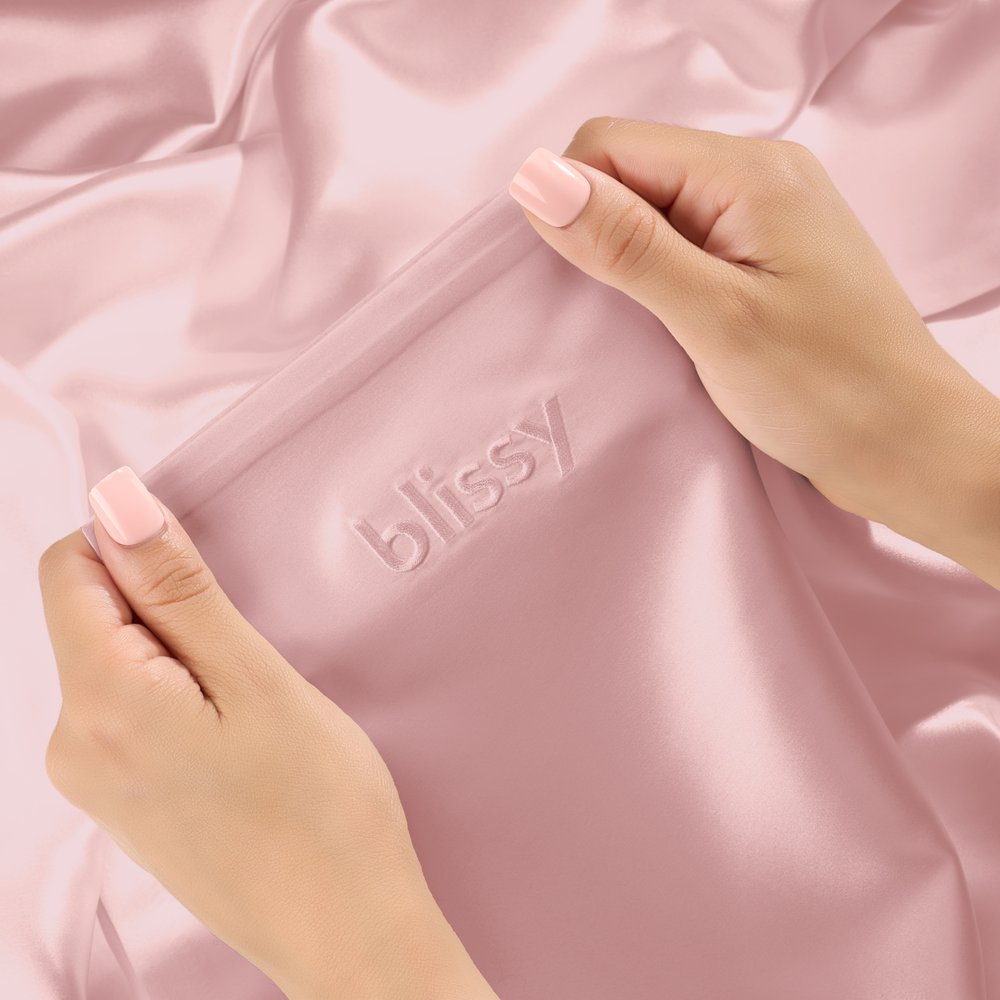 Pink Crescent Pillowcase Close-Up – Blissy 22 Momme Silk
