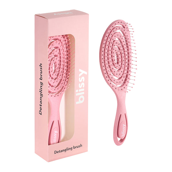 Blissy Pink Blissy Detangling Brush – 22 Momme Mulberry Silk, 100% Silk