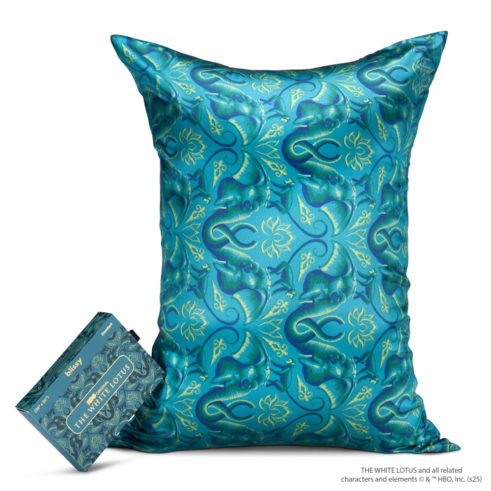 Blissy White Lotus Silk Pillowcase Detail – King