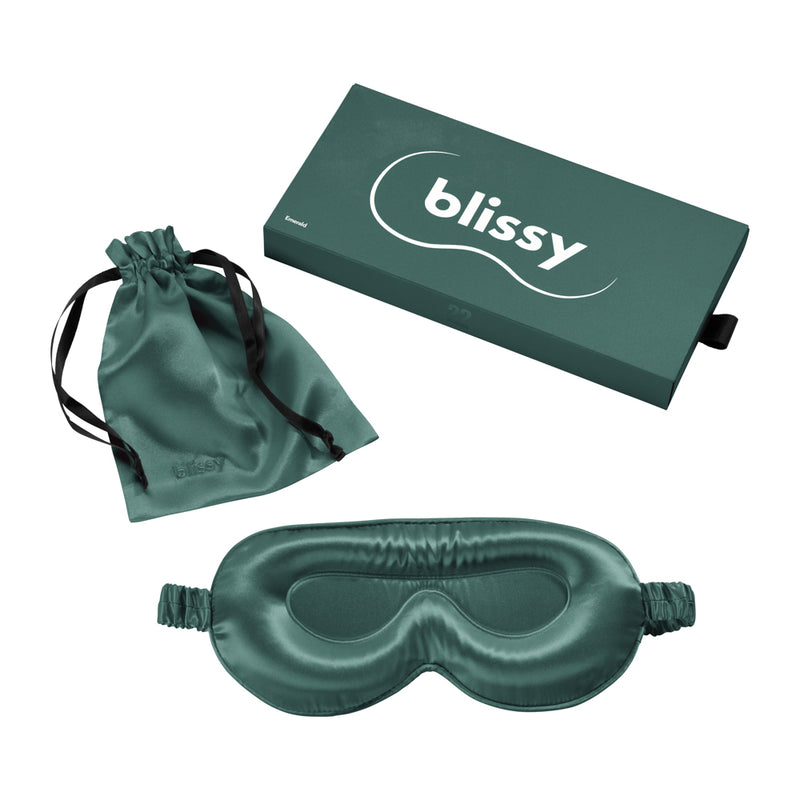 Sleep Mask - Emerald - Profile - Blissy Emerald Sleep Mask – 22 Momme Mulberry Silk, 100% Silk