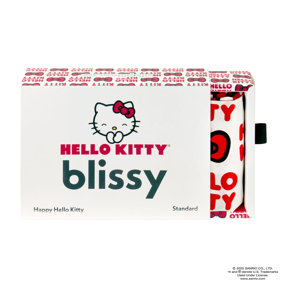 Happy Hello Kitty Pillowcase Close-Up – Blissy 22 Momme Silk