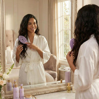 Lavender Blissy Detangling Brush Close-Up – Blissy 22 Momme Silk