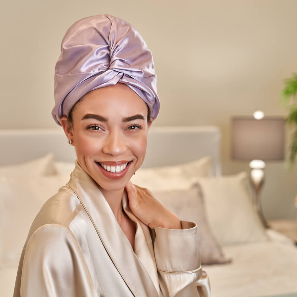 Lavender Indigo Reversible 100% Pure Silk Bonnet | Double layer 19 Momme  Mulberry Silk Bonnet For Hair Protection — NOCHKA