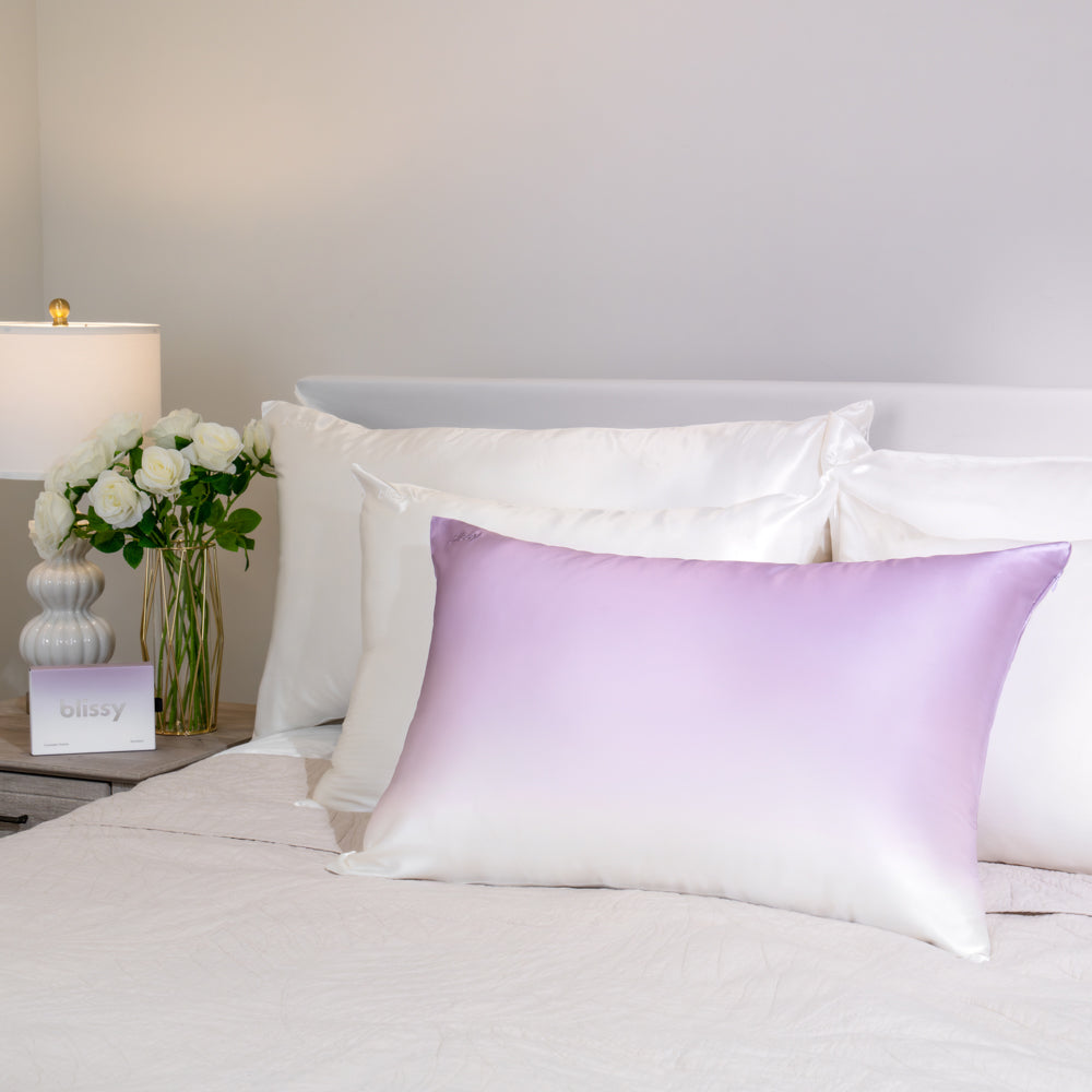 Blissy Lavender Ombre Silk Pillowcase Detail – King