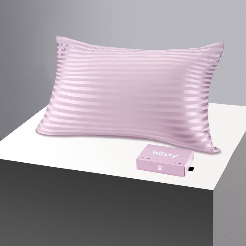Pillowcase - Lavender Striped - Standard - Blissy Standard Lavender Striped Pillowcase – 22 Momme Mulberry Silk, 100% Silk