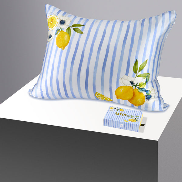Blissy Queen Lemon Bloom Pillowcase – 22 Momme Mulberry Silk, 100% Silk