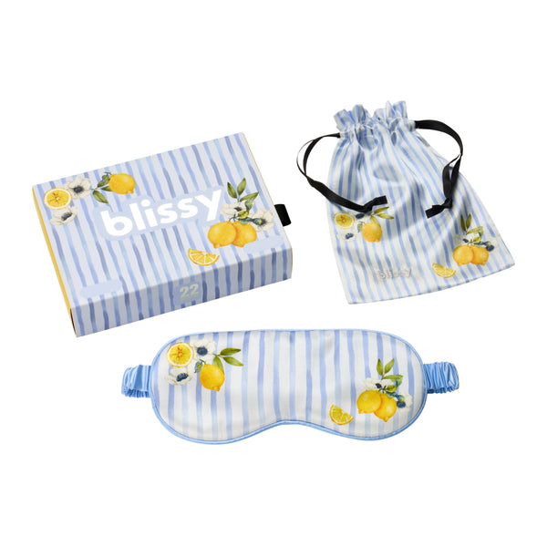 Blissy Lemon Bloom Sleep Mask – 22 Momme Mulberry Silk, 100% Silk