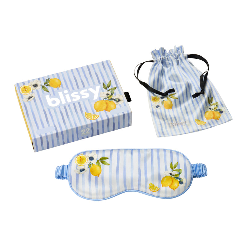 Sleep Mask - Lemon Bloom - Blissy Lemon Bloom Sleep Mask – 22 Momme Mulberry Silk, 100% Silk