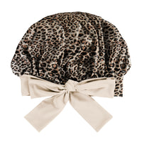 Blissy Mulberry Silk Blissy Bow Bonnet – Leopard