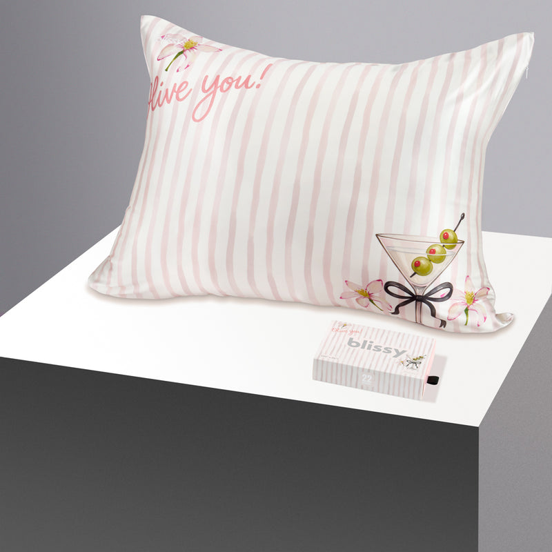 Pillowcase - Olive You - Standard - Blissy Standard Olive You Pillowcase – 22 Momme Mulberry Silk, 100% Silk