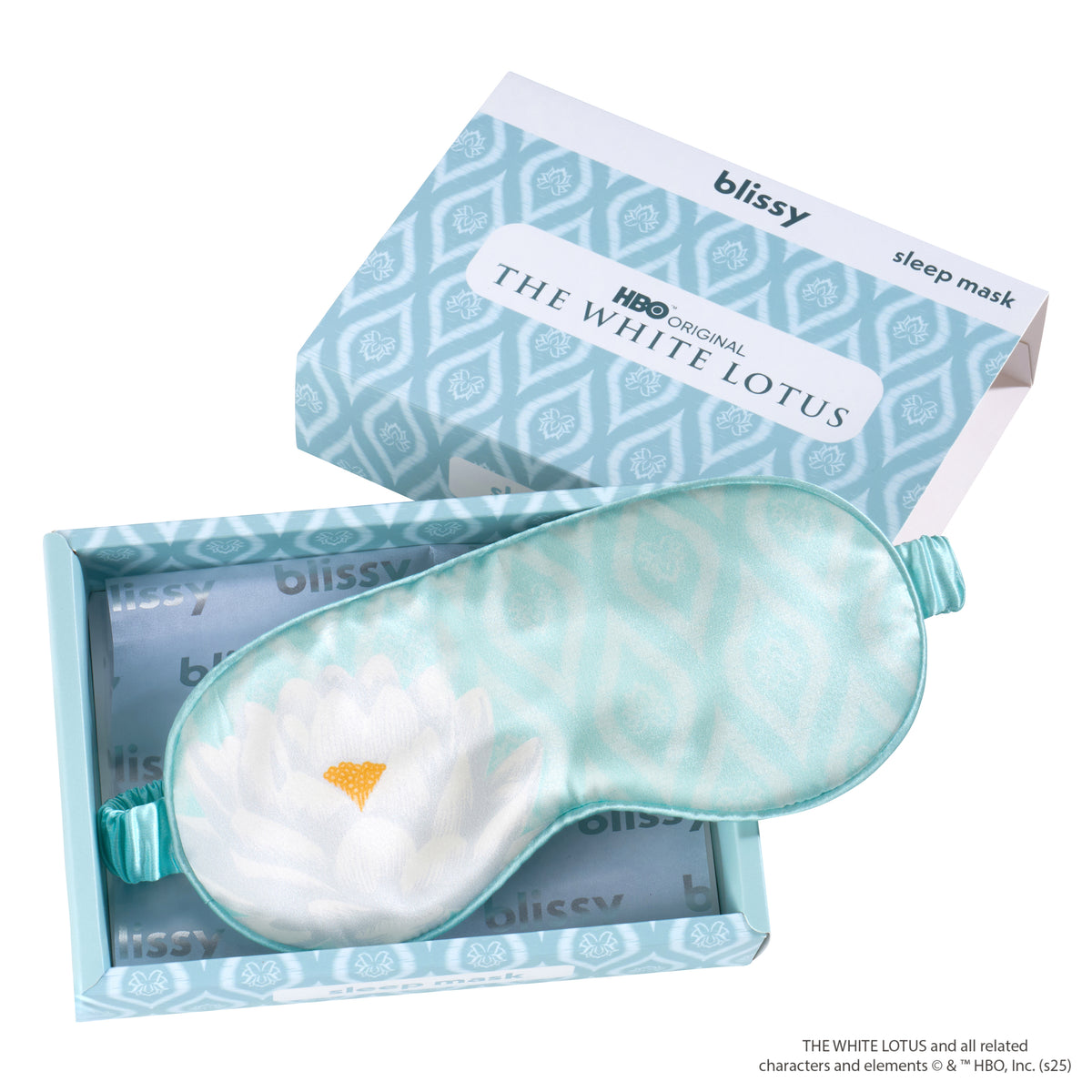 Blissy White Lotus Silk Sleep Mask Detail –