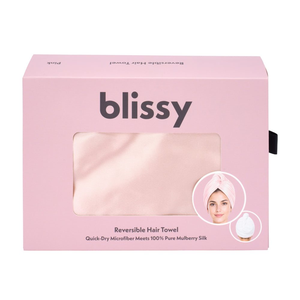 Blissy Pink Reversible Towel – 22 Momme Mulberry Silk, 100% Silk