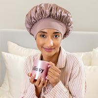 Plum Blissy Halo Bonnet Close-Up – Blissy 22 Momme Silk