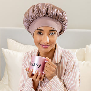 Plum Blissy Halo Bonnet Close-Up – Blissy 22 Momme Silk