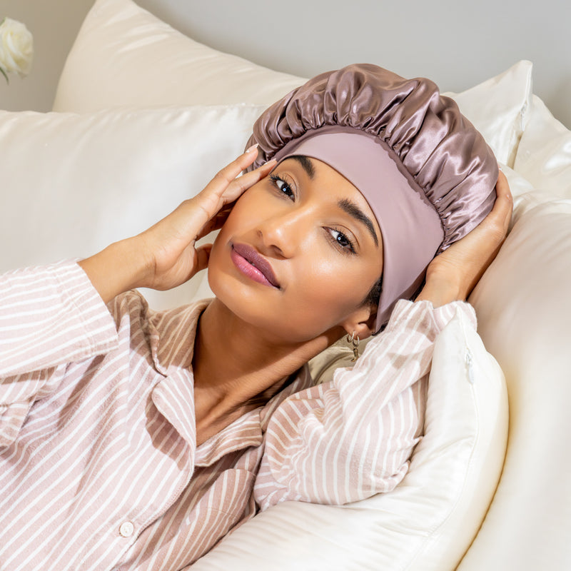 Blissy Plum Silk Blissy Halo Bonnet Detail –