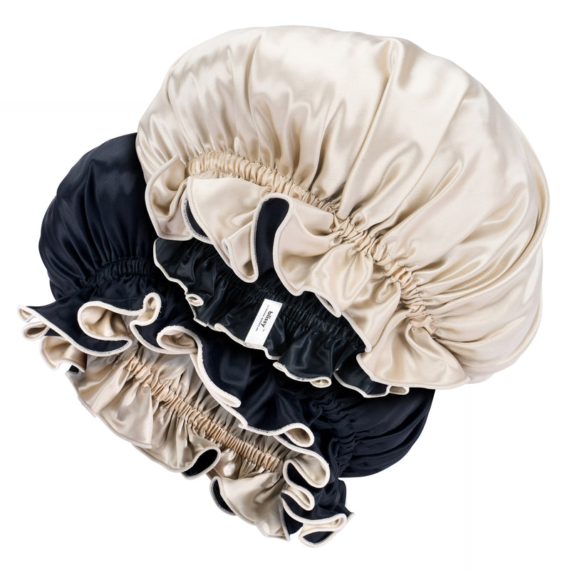 Blissy Ruffle Bonnet - Champagne/Black