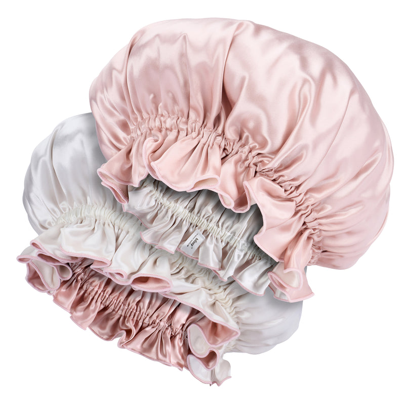 Blissy Ruffle Bonnet - Pink/White