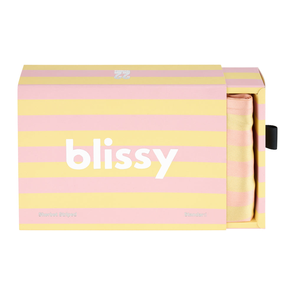 Sherbet Striped Pillowcase Close-Up – Blissy 22 Momme Silk