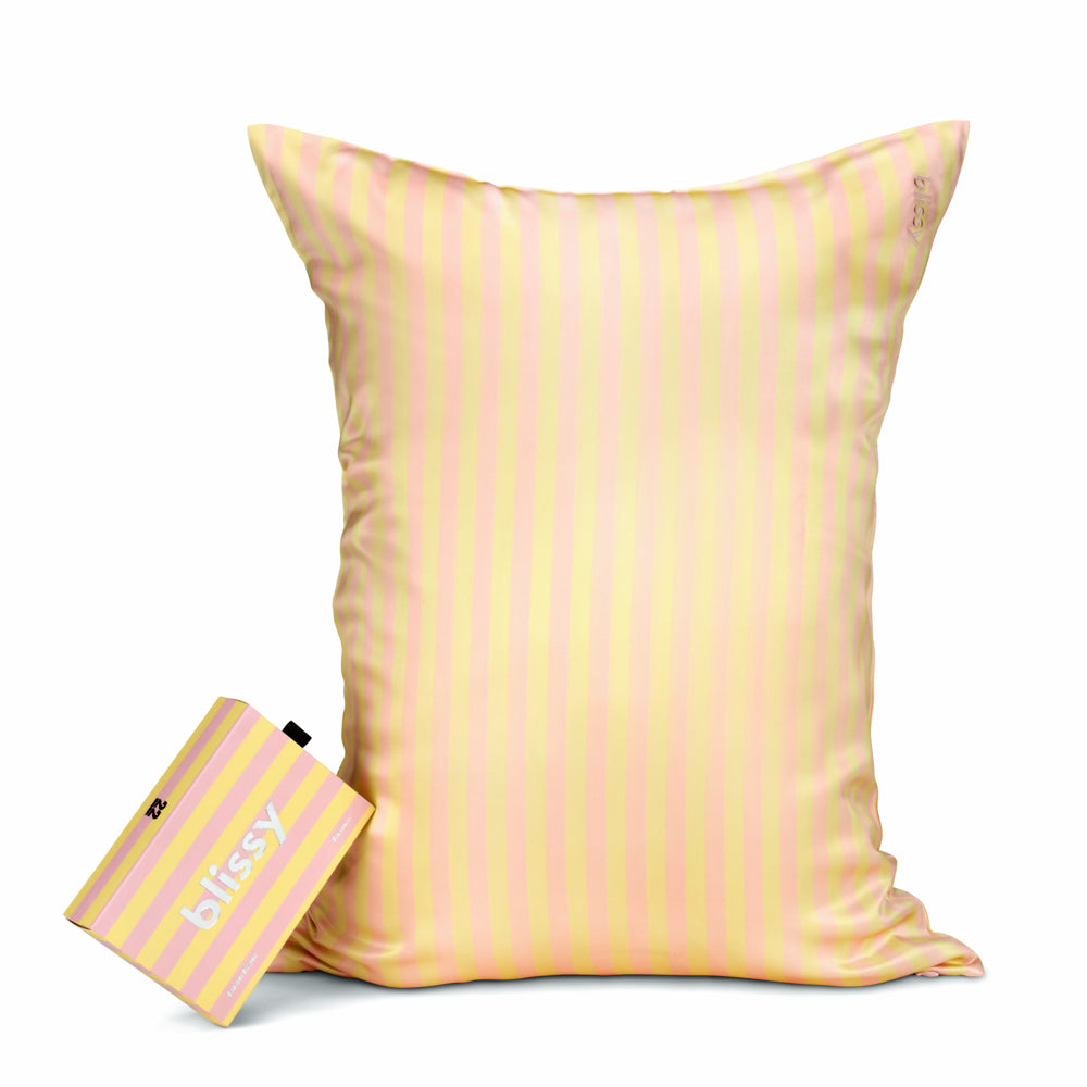 Blissy Sherbet Striped Silk Pillowcase Detail – King